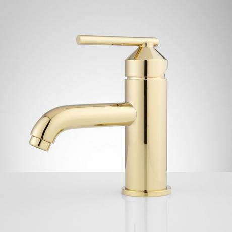 Engle Single-Hole Bathroom Faucet - Pop-Up Drain - Overflow - Polished Brass