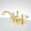 Shannon Widespread Bathroom Faucet - Porcelain Lever Handles - Polished Brass, , large image number 1