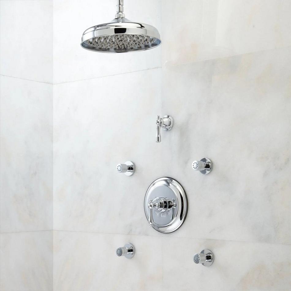 Glenley Pressure Balance Shower Set with Rainfall Shower Head - 4 Body Sprays - Lever Handle, , large image number 1