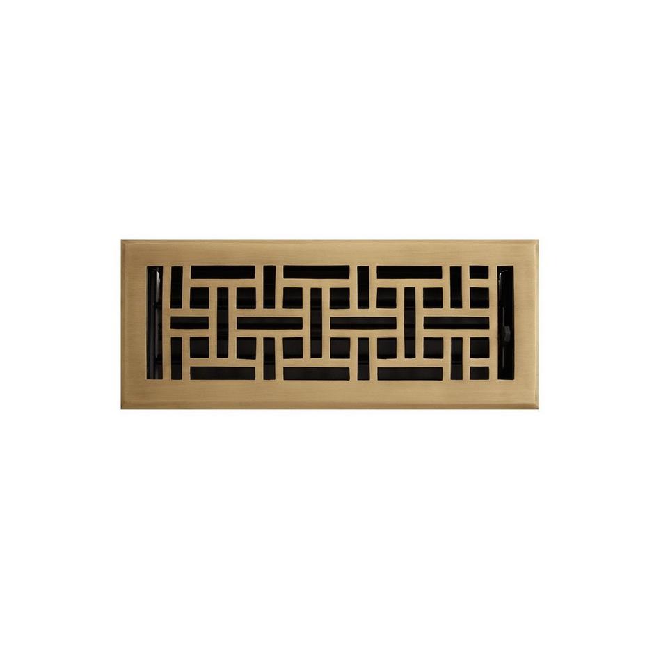 Wicker Style Brass Floor Register - Polished Brass 10"x10" (11"x11" Overall), , large image number 1