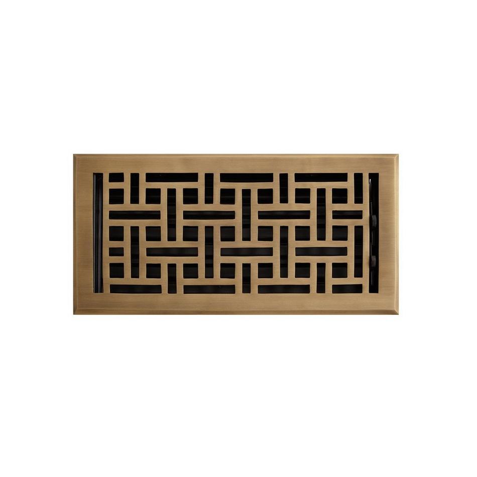 Wicker Style Brass Floor Register - Polished Brass 10"x10" (11"x11" Overall), , large image number 4