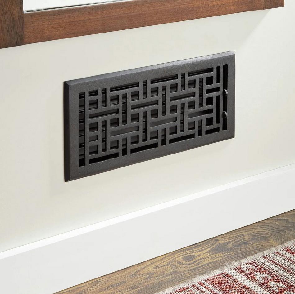 Wicker Style Brass Floor Register