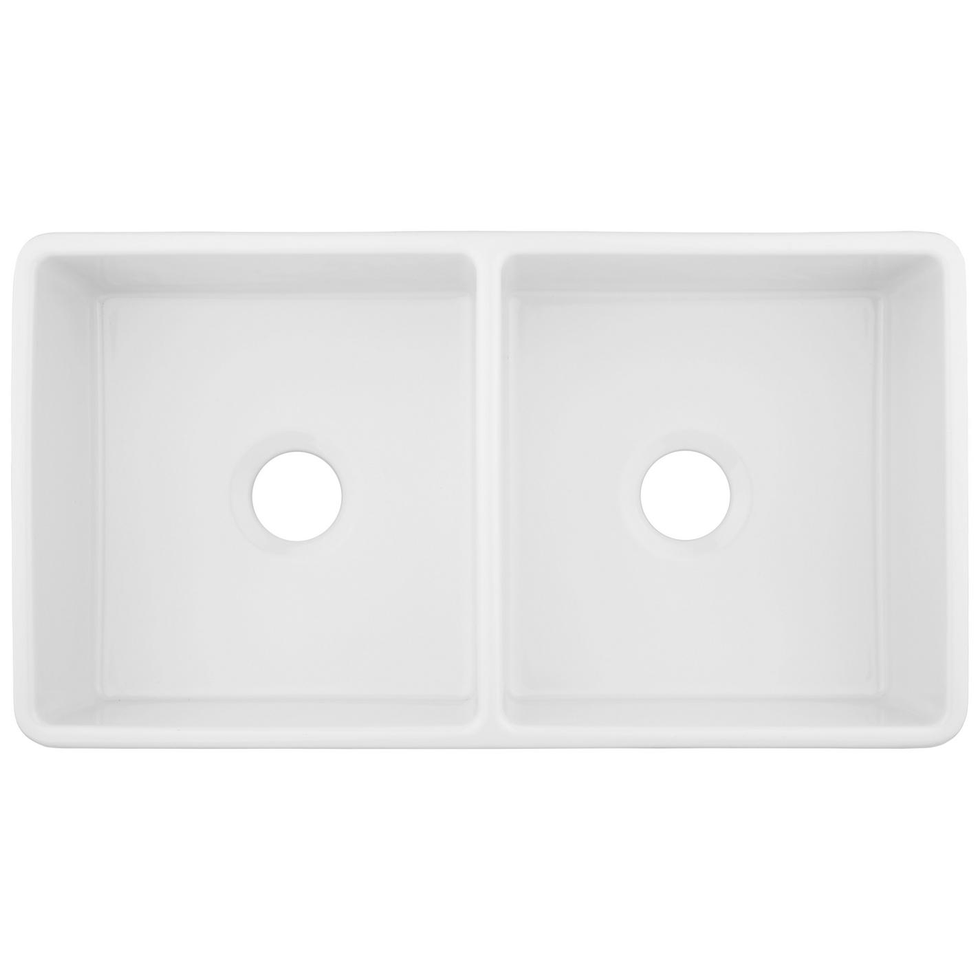 33 Reinhard Double Bowl Fireclay Farmhouse Sink White Signature