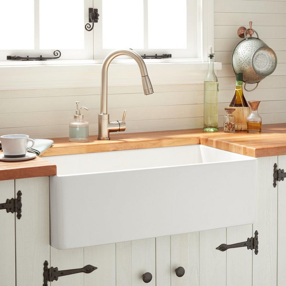 30" Reinhard Fireclay Farmhouse Sink - White, , large image number 0
