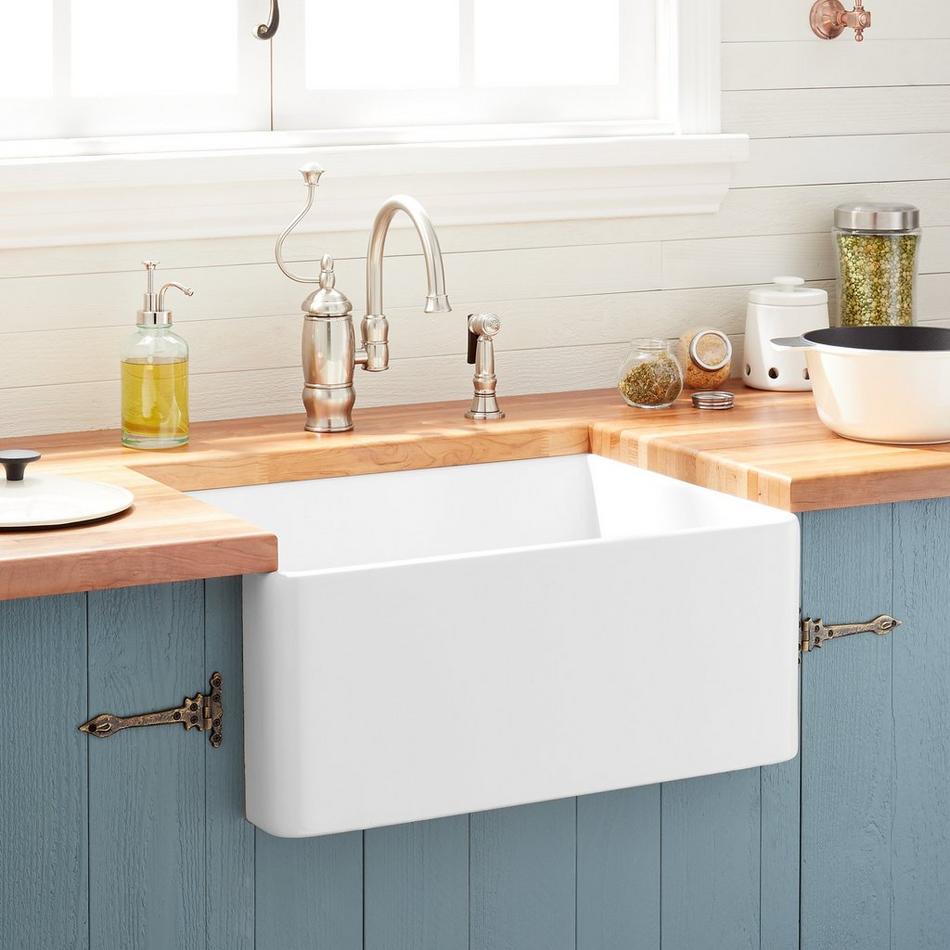 20" Reinhard Fireclay Farmhouse Sink - White, , large image number 0