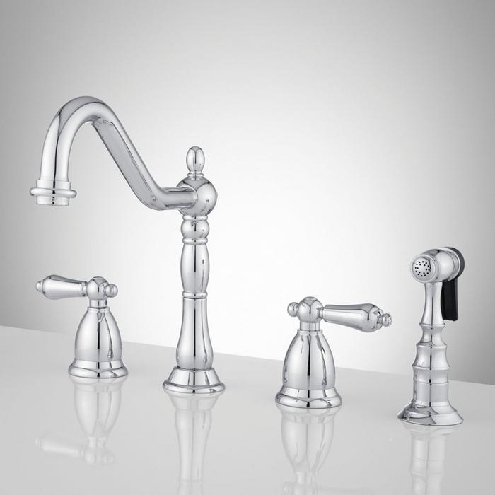 Helena Widespread Kitchen Faucet with Side Spray - Chrome