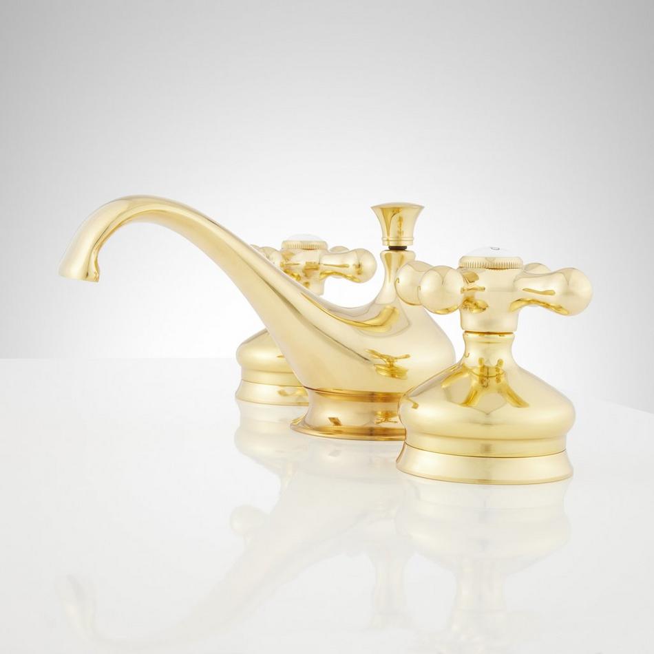 Shannon Widespread Bathroom Faucet - Cross Handles - Polished Brass, , large image number 1