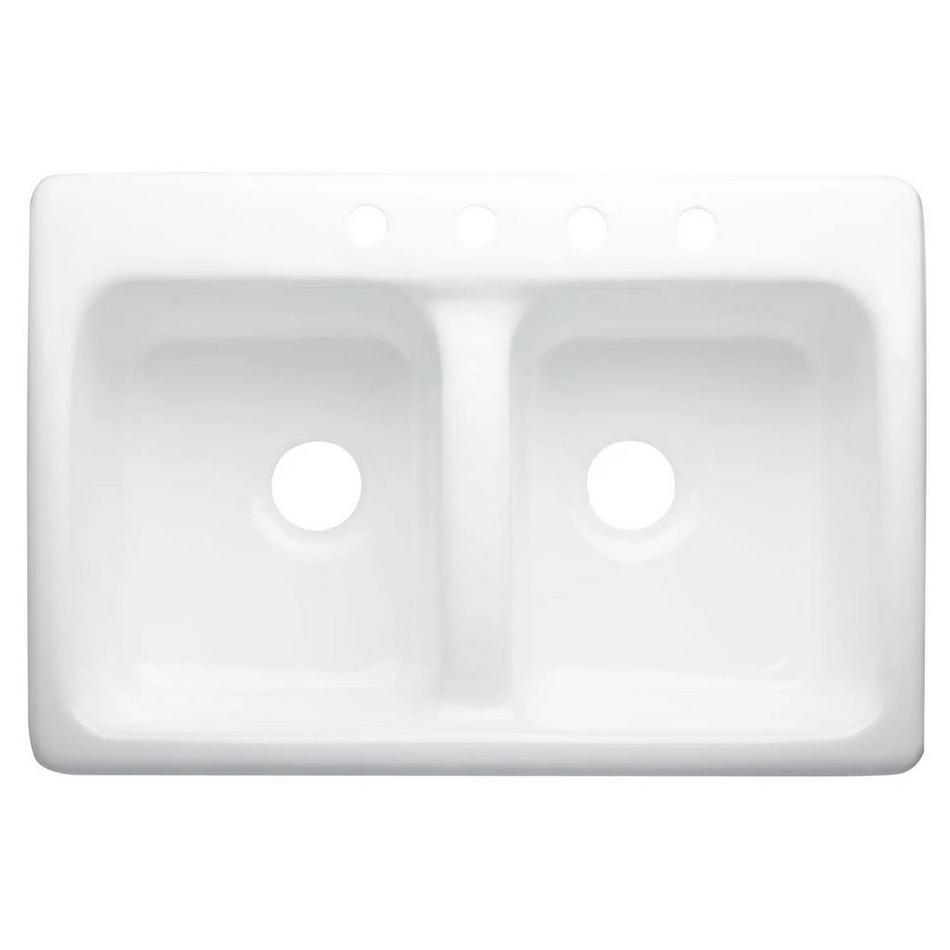 33" Blyth Double-Bowl Cast Iron Drop-in Kitchen Sink - White, , large image number 3