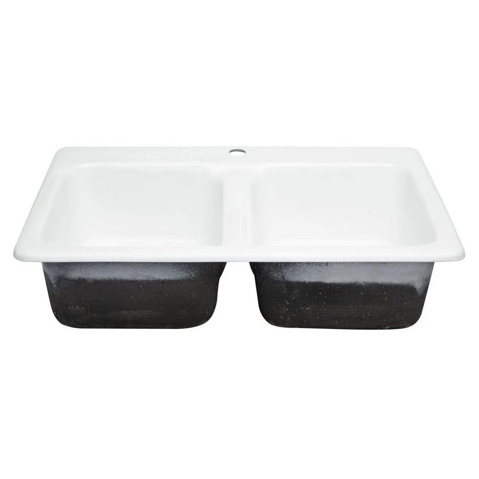 33" Blyth Double-Bowl Cast Iron Drop-in Kitchen Sink - White, , large image number 7