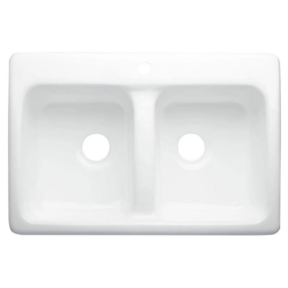 33" Blyth Double-Bowl Cast Iron Drop-in Kitchen Sink - White, , large image number 2