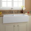 39" Risinger Double-Bowl Fireclay Farmhouse Sink - White, , large image number 0