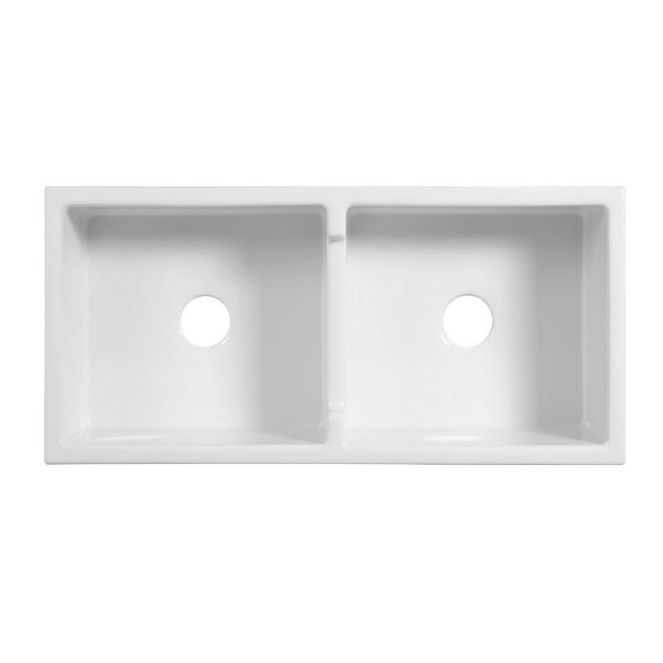 39" Risinger Double-Bowl Fireclay Farmhouse Sink - Casement Apron - White, , large image number 3