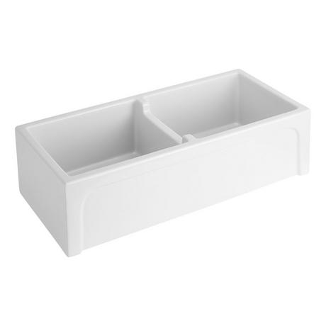39" Risinger Double-Bowl Fireclay Farmhouse Sink - Casement Apron - White