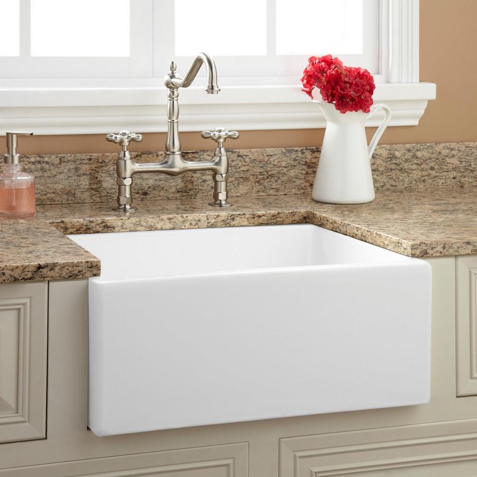 24" Risinger Fireclay Farmhouse Sink - White, , large image number 0