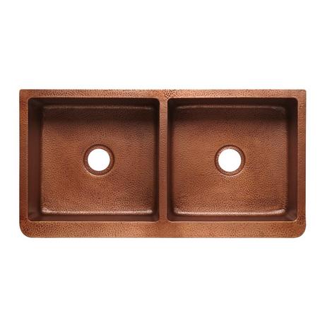 42" Fiona Double-Bowl Hammered Copper Farmhouse Sink
