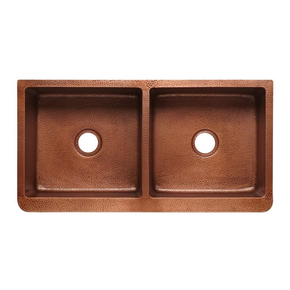 42" Fiona Double-Bowl Hammered Copper Farmhouse Sink, , large image number 6
