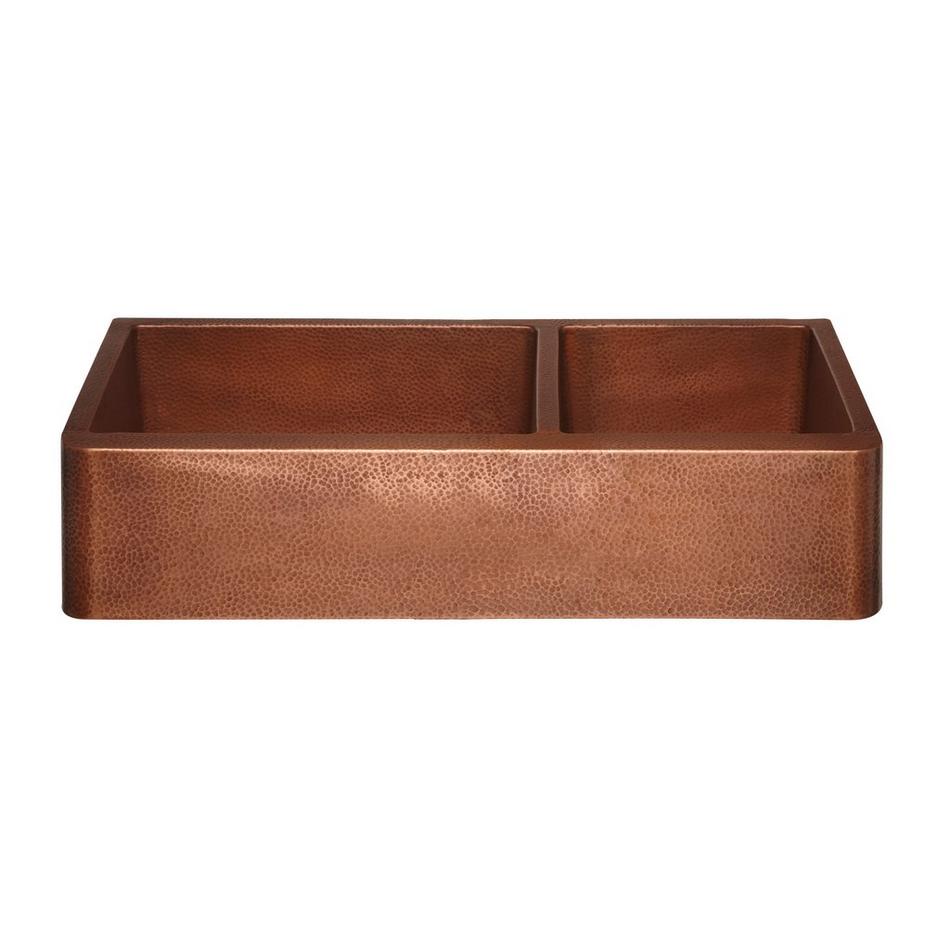 42" Fiona 60/40 Offset Double-Bowl Hammered Copper Farmhouse Sink, , large image number 5