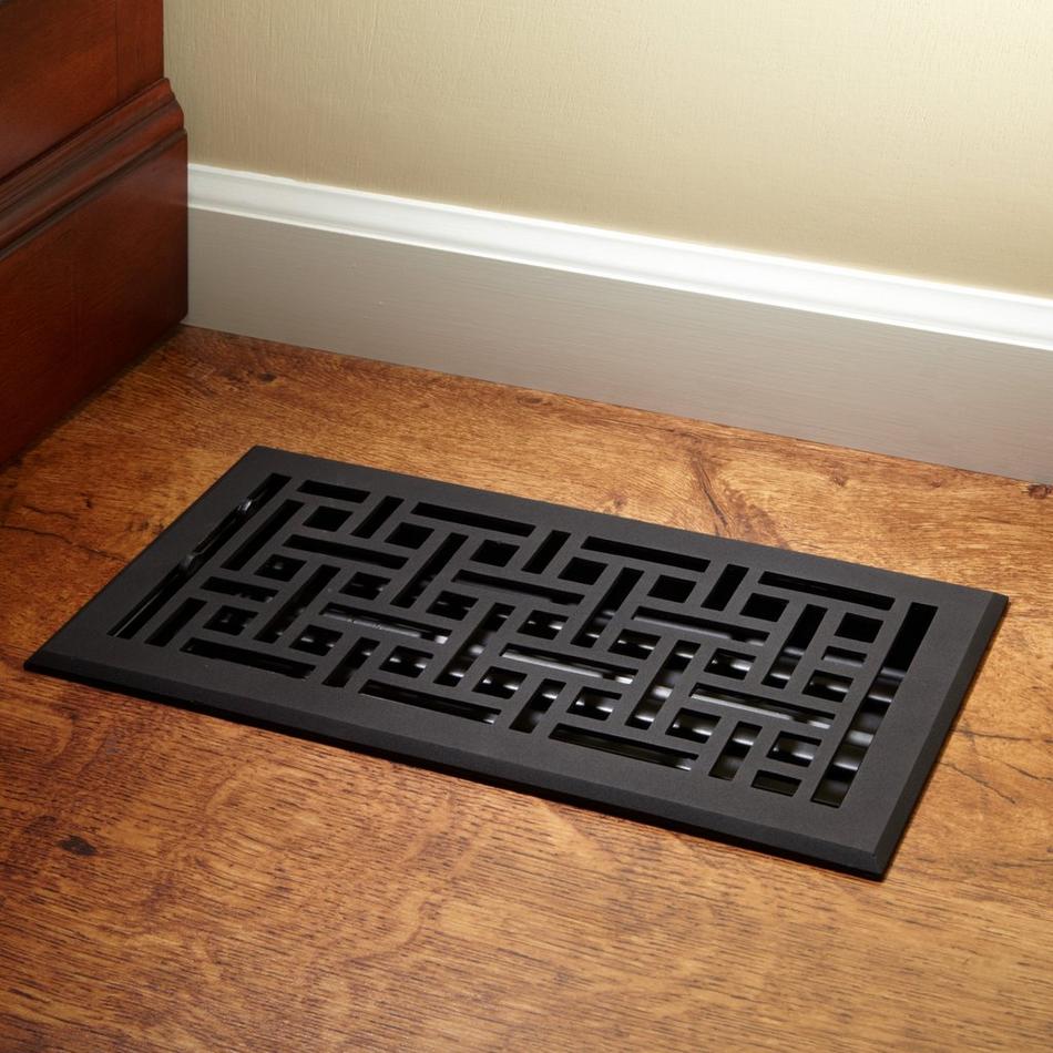 Wicker Style Cast Iron Floor Register - 8" x 12" (9-1/4" x 13-3/8" Overall), , large image number 0