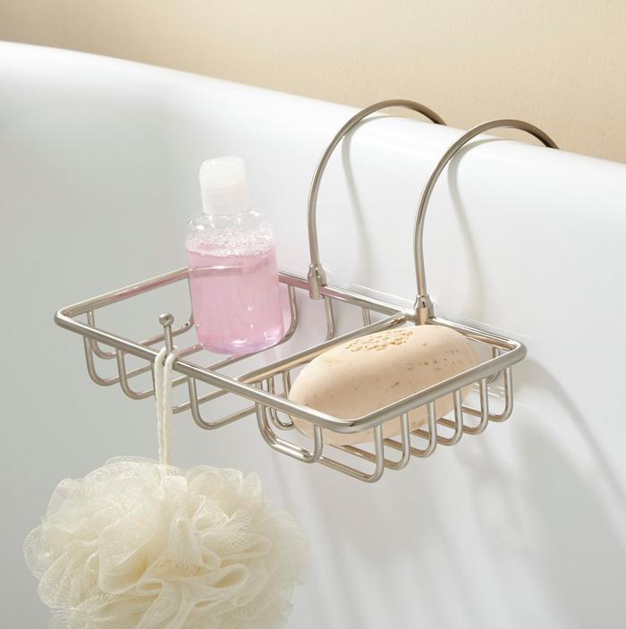 Soap Basket with Sponge Holder in Brushed Nickel for cast iron maintenance