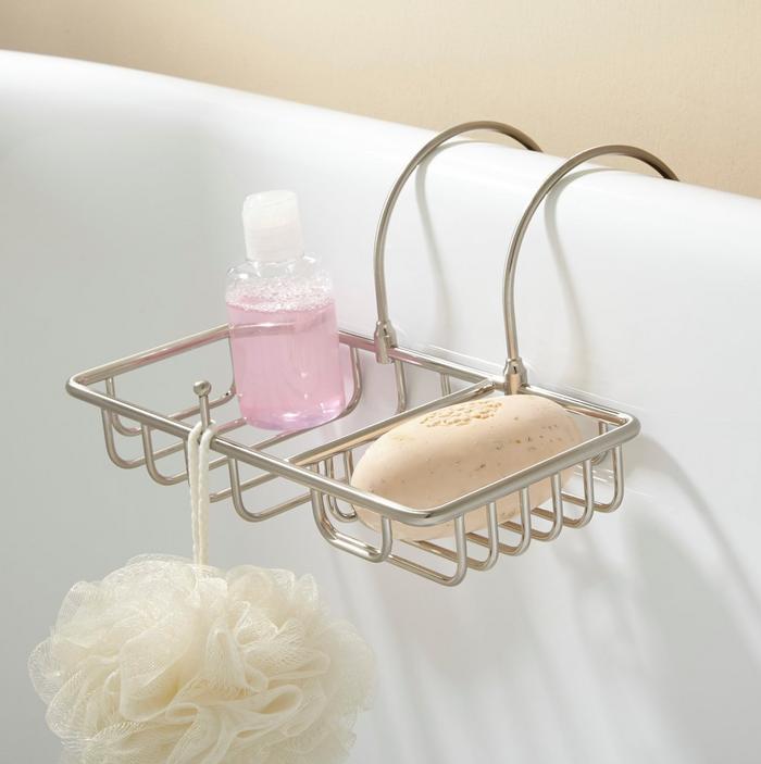 Soap Basket with Sponge Holder in Brushed Nickel for cast iron maintenance