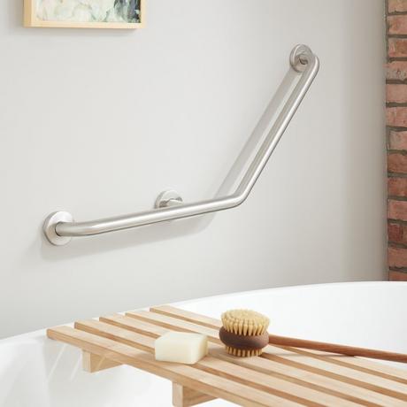 Pickens Angled Grab Bar - Brushed Stainless Steel