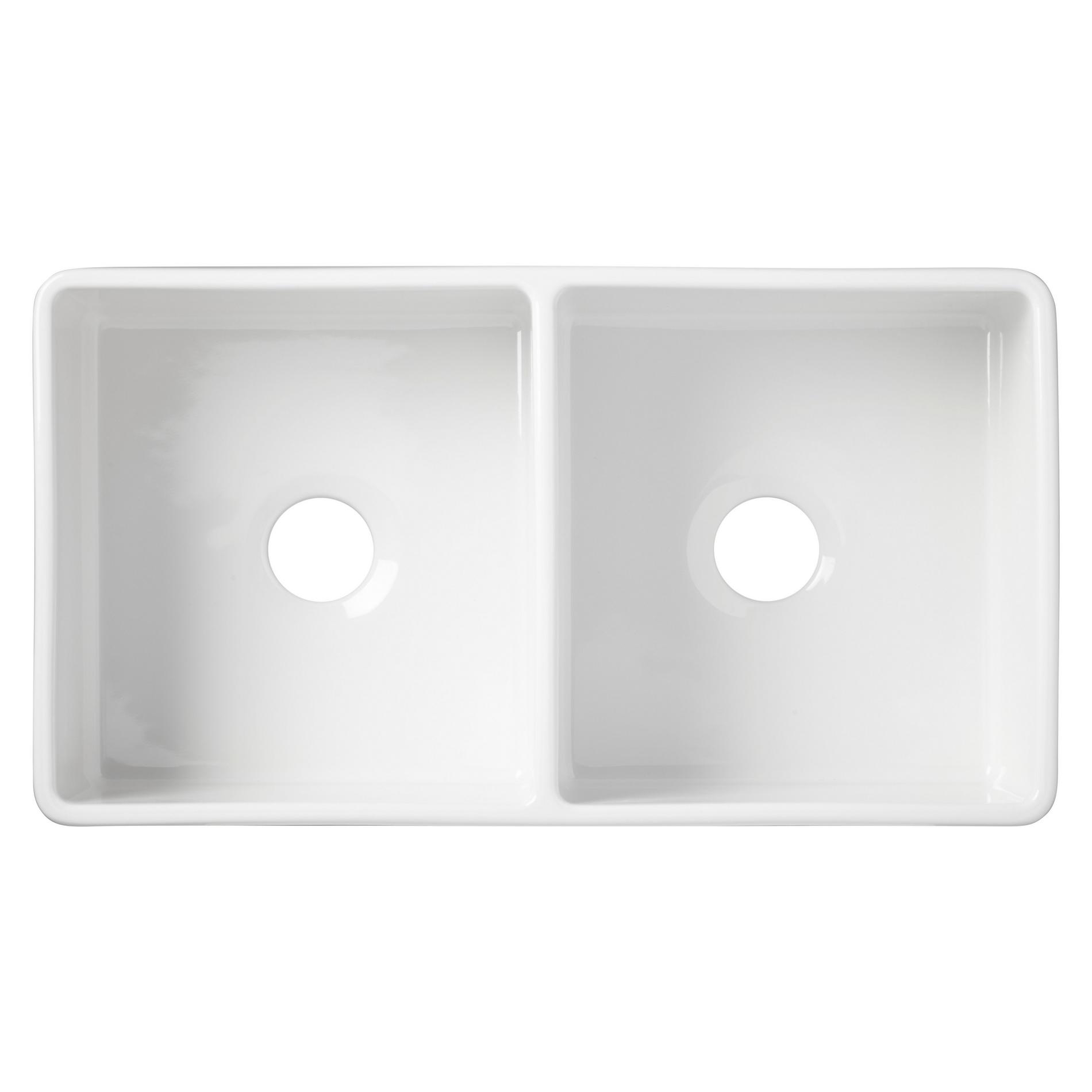 33 Northing Double Bowl Fireclay Farmhouse Sink White Signature