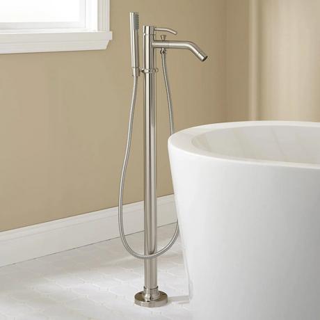 Caol Freestanding Tub Faucet with Hand Shower - Brushed Nickel