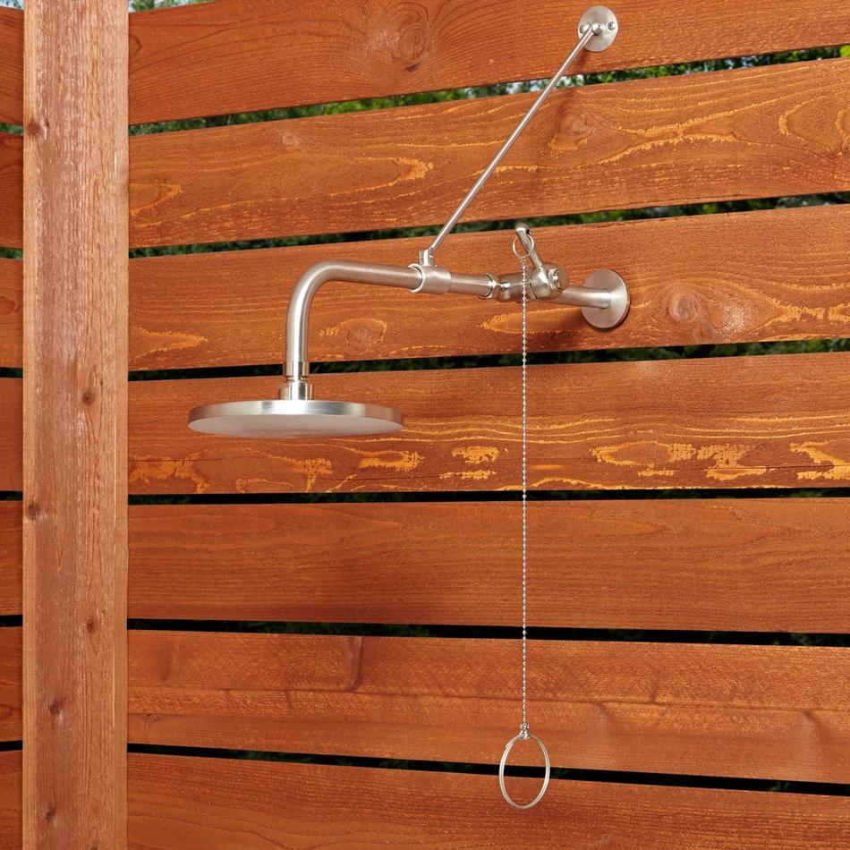 Stainless Steel Pull Chain Wall-Mount Outdoor Shower, , large image number 0