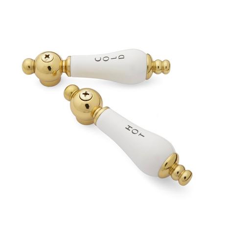 Porcelain Lever Handles with Decorative Ball and Screw - 16 Splines