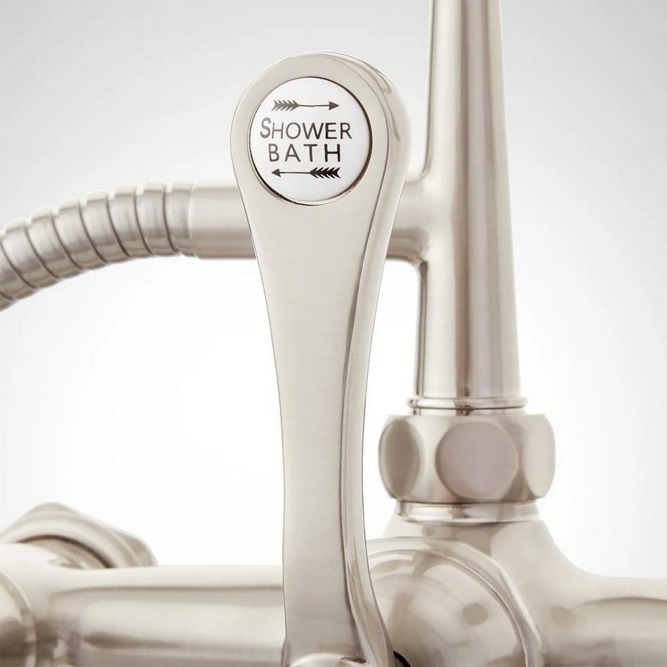 Tub Wall-Mount Telephone Faucet with Hand Shower - Lever Handle - Brushed Nickel, , large image number 4
