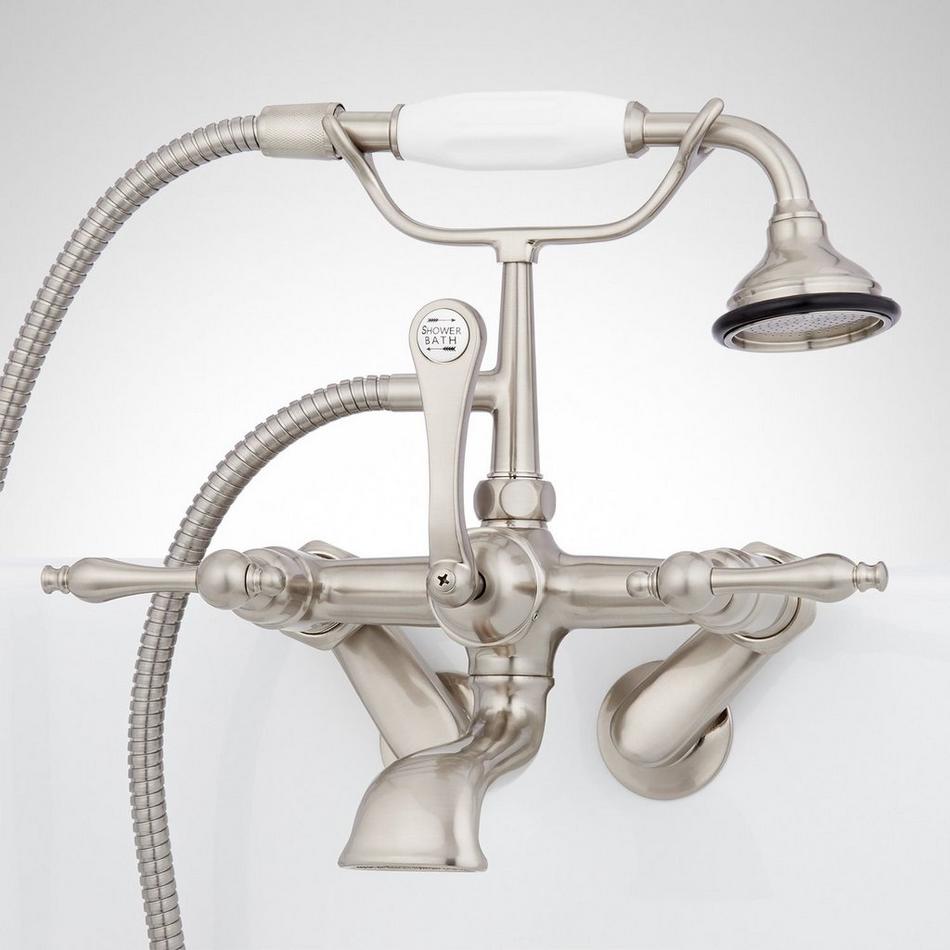 Tub Wall-Mount Telephone Faucet with Hand Shower - Lever Handle - Brushed Nickel, , large image number 1