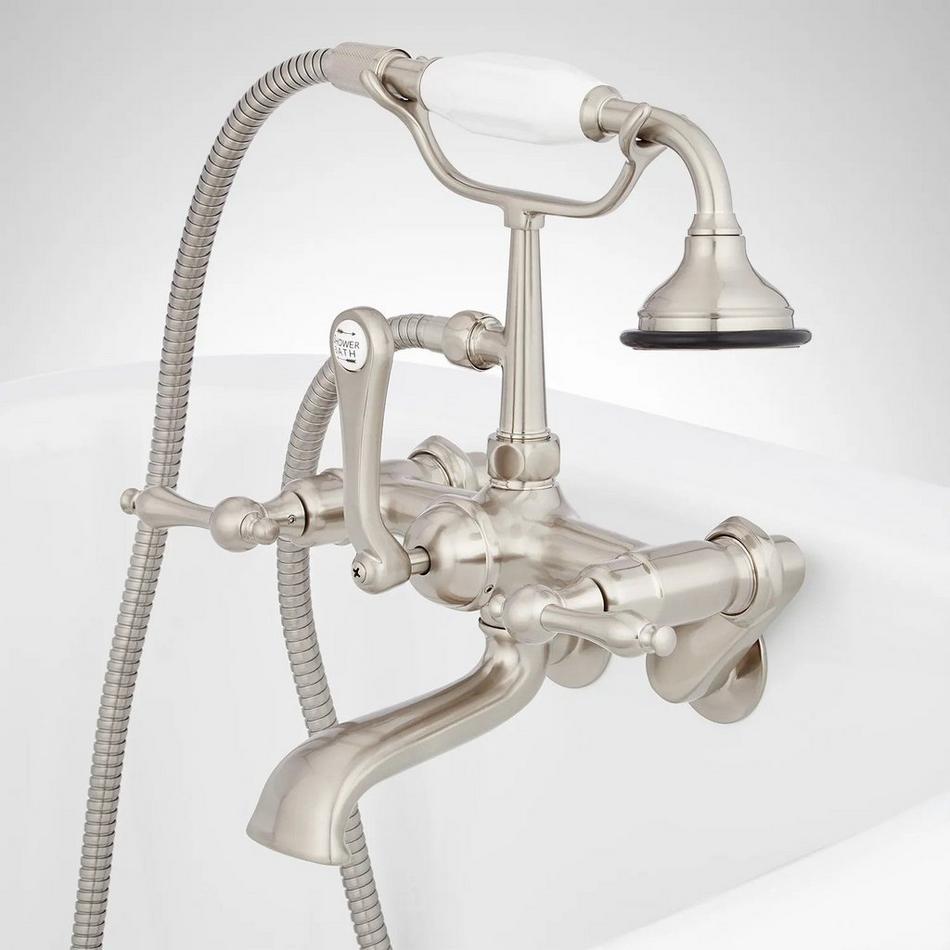 Tub Wall-Mount Telephone Faucet with Hand Shower - Lever Handle - Brushed Nickel, , large image number 3