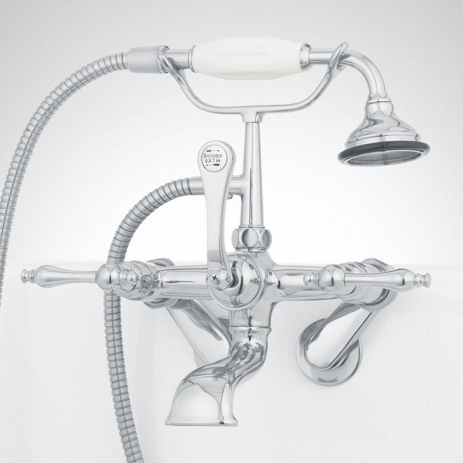 Tub Wall-Mount Telephone Faucet with Hand Shower - Lever Handle - Chrome, , large image number 1
