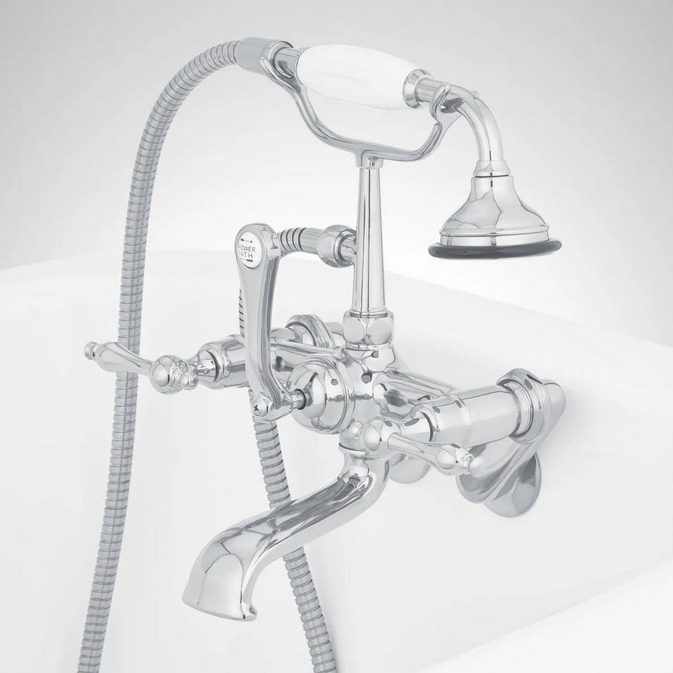 Tub Wall-Mount Telephone Faucet with Hand Shower - Lever Handle - Chrome, , large image number 3