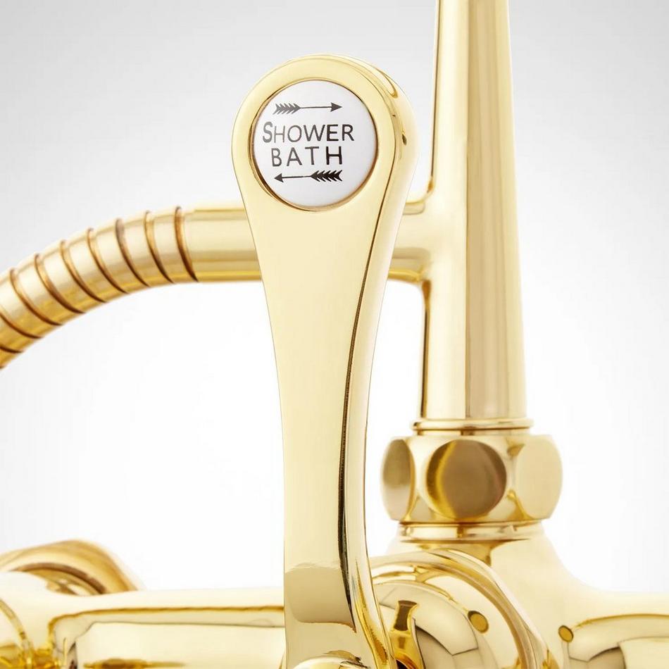 Tub Wall-Mount Telephone Faucet with Hand Shower - Lever Handle - Polished Brass, , large image number 4