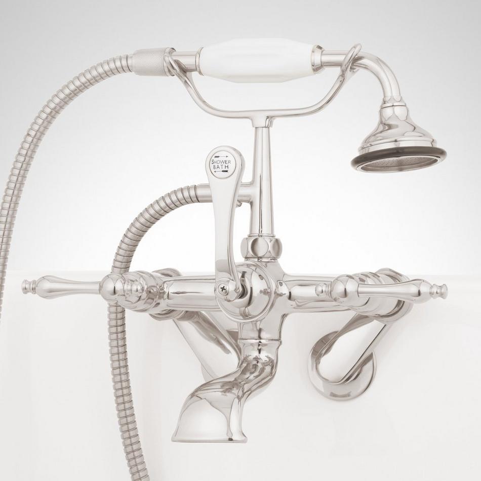 Tub Wall-Mount Faucet with Hand Shower - Lever Handle - Polished Nickel, , large image number 0