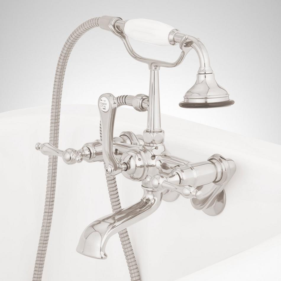 Tub Wall-Mount Faucet with Hand Shower - Lever Handle - Polished Nickel, , large image number 2