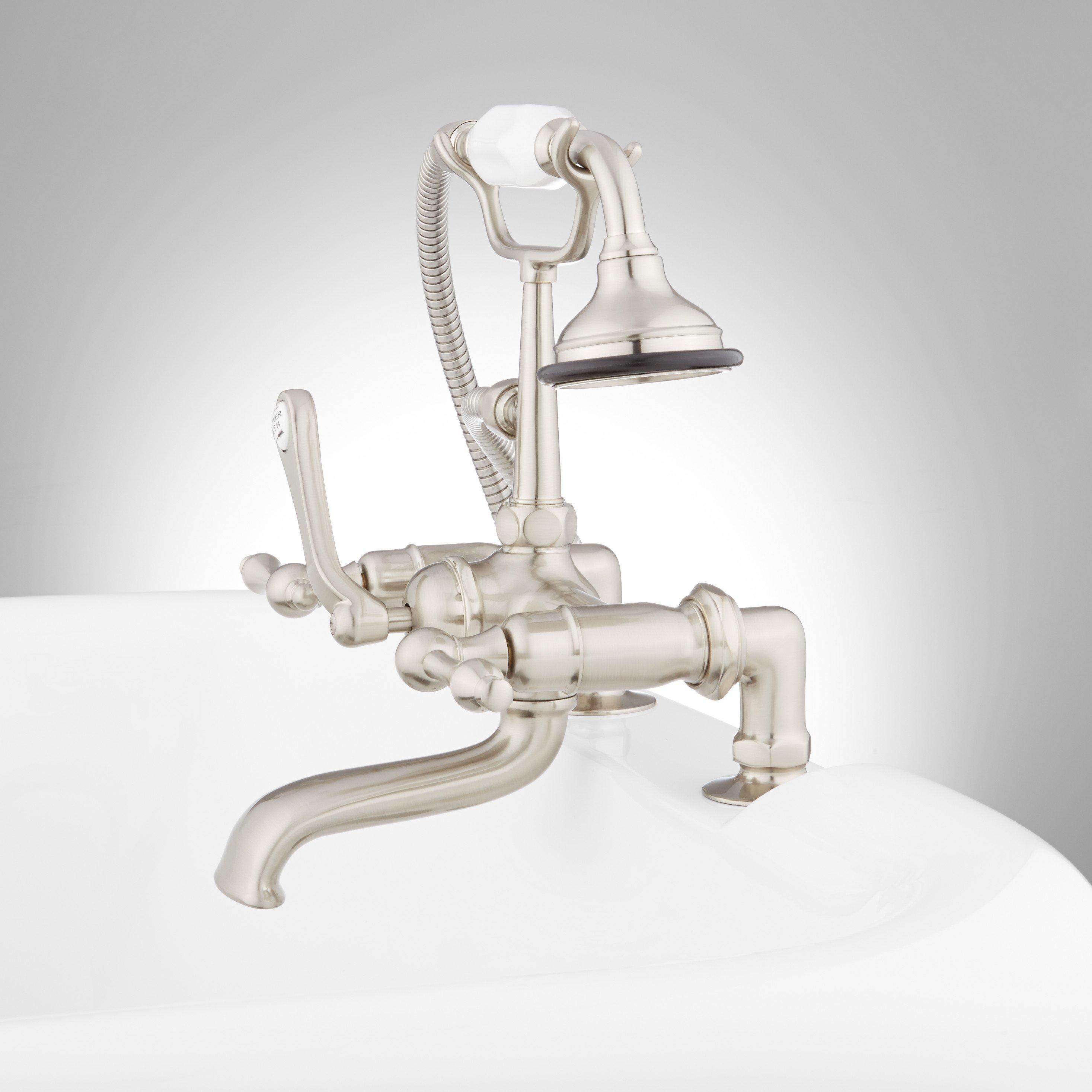 Deck-Mount Telephone Tub Faucet with Lever Handles and Deck