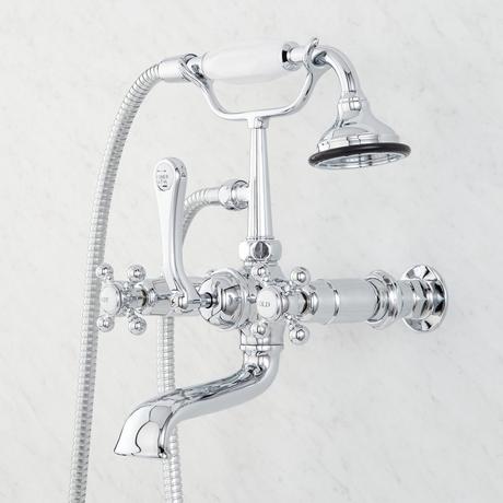 Wall-Mount Telephone Faucet and Hand Shower - Vintage Cross Handles