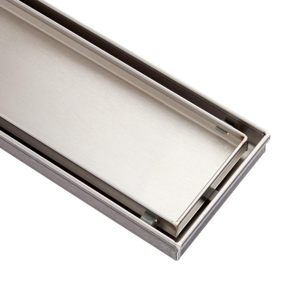 36" Cohen Linear TileIn Shower Drain with Drain Flange Brushed Stainless Steel Signature
