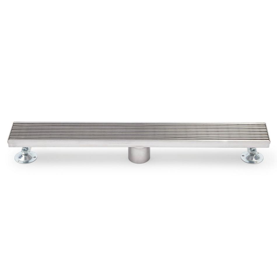 24" Carmen Linear Shower Drain - with Drain Flange - Brushed Stainless Steel, , large image number 1