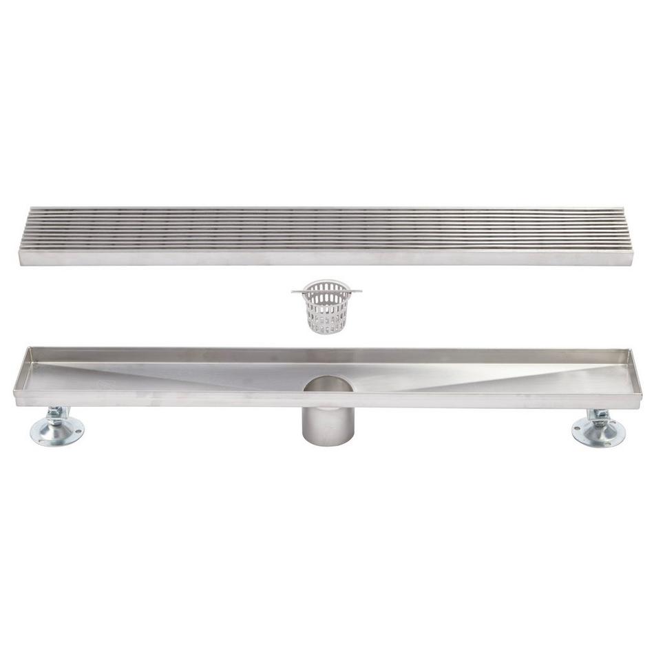 24" Carmen Linear Shower Drain - with Drain Flange - Brushed Stainless Steel, , large image number 5