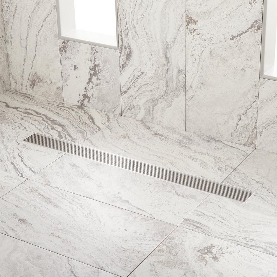 40" Carmen Linear Shower Drain - with Drain Flange - Brushed Stainless Steel, , large image number 0