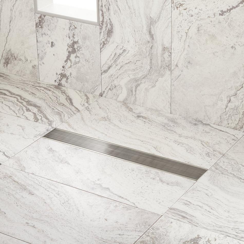 24" Carmen Linear Shower Drain - with Drain Flange - Polished Stainless Steel, , large image number 0
