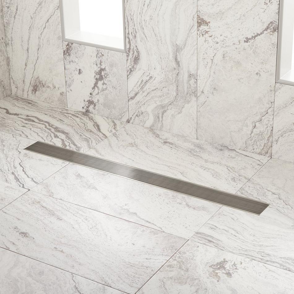 40" Carmen Linear Shower Drain - with Drain Flange - Polished Stainless Steel, , large image number 0
