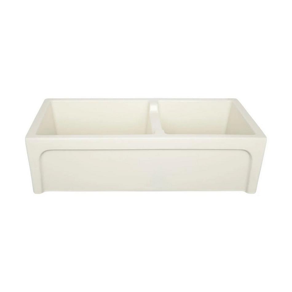 36" Risinger 60/40 Offset Bowl Fireclay Farmhouse Sink - Casement Apron -Biscuit, , large image number 2