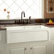 36" Risinger 60/40 Offset Bowl Fireclay Farmhouse Sink - Casement Apron -Biscuit, , large image number 0