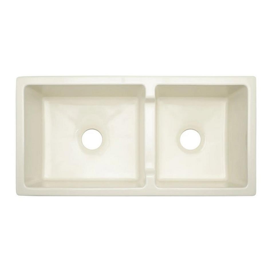 36" Risinger 60/40 Offset Bowl Fireclay Farmhouse Sink - Casement Apron -Biscuit, , large image number 3