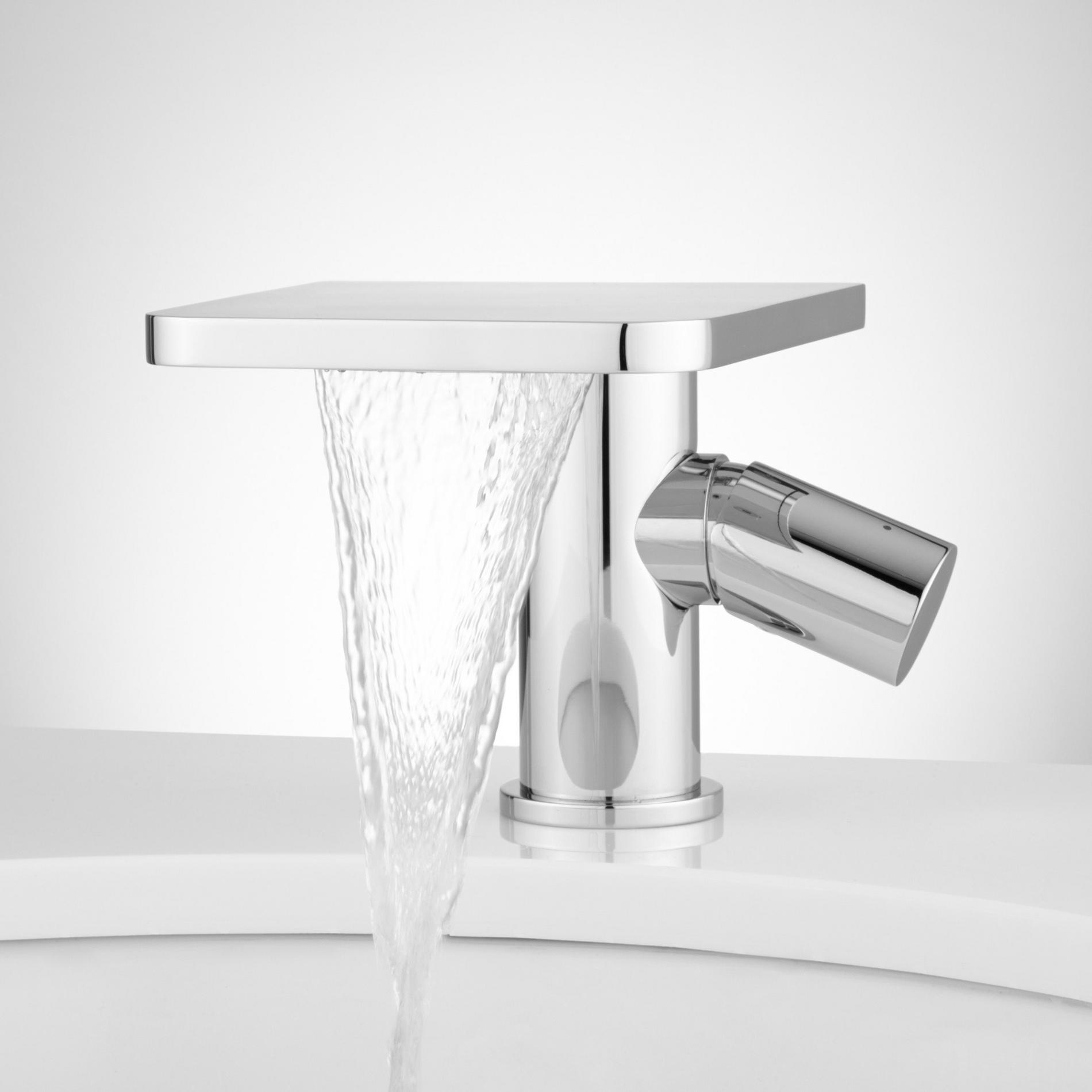 Knox SingleHole Waterfall Bathroom Faucet with PopUp Drain
