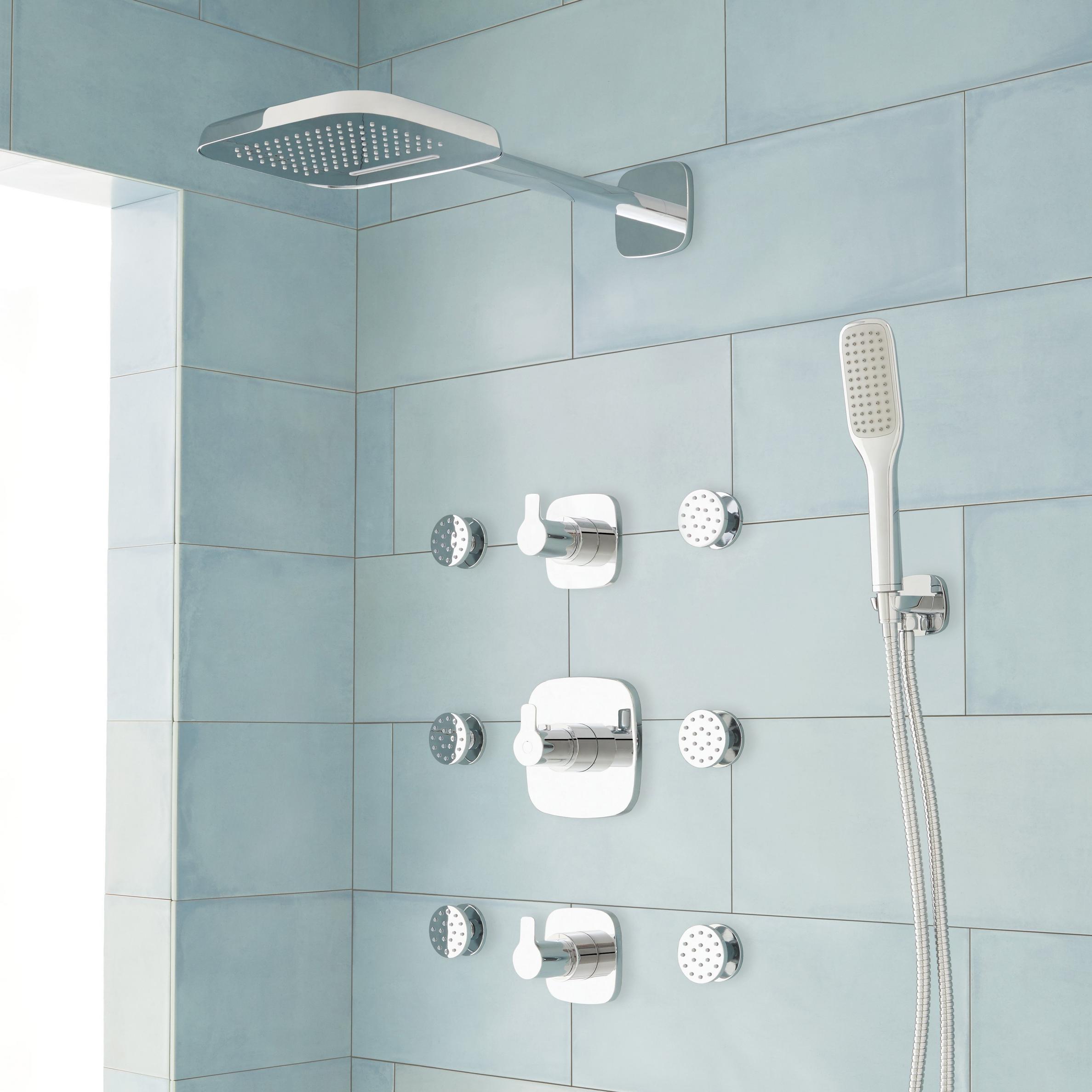 Arin Thermostatic Shower System With Hand Shower And 6 Body Sprays Signature Hardware